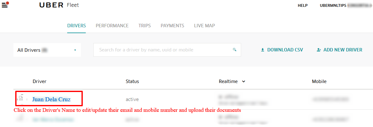 Uber Fleet Dashboard_Update Driver Details