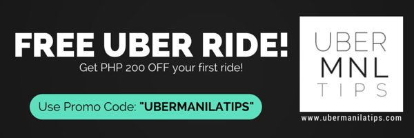 Get a Free Uber Ride up to Php 100 when you sign up with Uber! Use Promo Code: UBERMNLTIPS