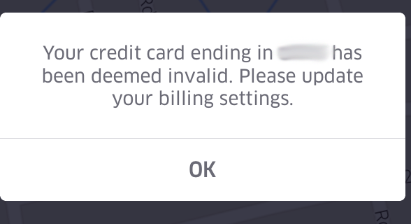 Payment invalid error