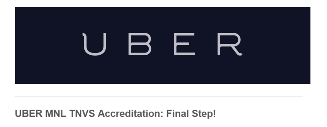 Uber TNVS Accreditation for LTFRB