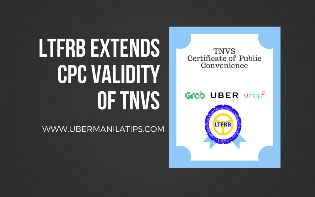 LTFRB extends CPC Validity of TNVS
